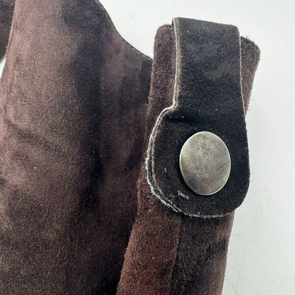 JONES BOOTMAKER | Women's 8 Dark Brown Knee High Zip up Wedge‎ Heel Suede Boots - Picture 7 of 14